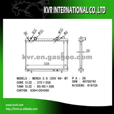 Cheap Radiator For FIAT BRAVA/BRAVO 1.4 I 12V OEM 7767438 46404163 46759742 7794069