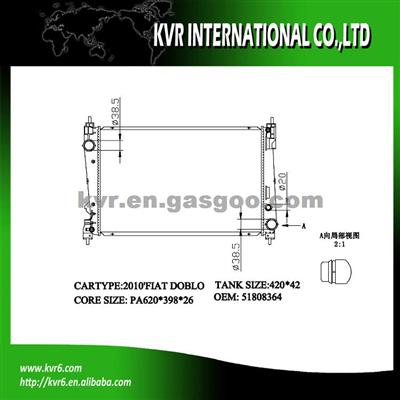 Competitive Price Radiator For FIAT BRAVO 1.4 I 16V OEM 51808364 55703927 51896964 1300287 55700617 55704135