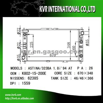 High Quality Auto Radiator For MAZDA OEM K802-15-200E