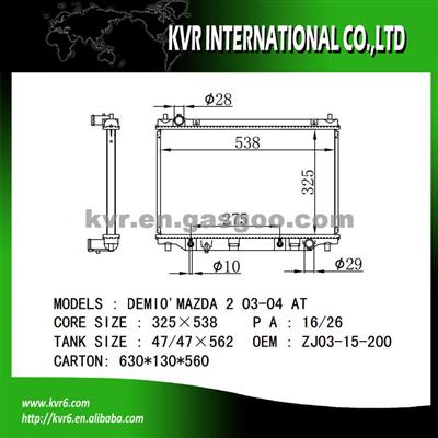 Radiator Manufacturer For MAZDA OEM ZJ03-15-200/ZJ03-15-200A