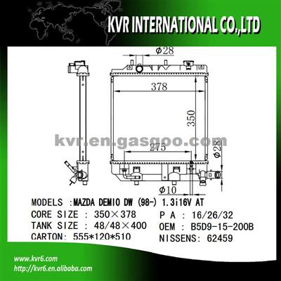 Brazing Radiator For MAZDA OEM B5D8-15-200A/B B5D9-15-200A/B