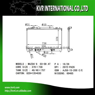Aluminum Radiator For MAZDA OEM AJ58-15-200E
