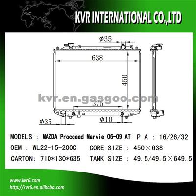 Brazed Car Radiator For MAZDA OEM WL22-15-200C