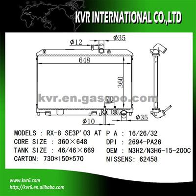 Aluminum Car Radiator For MAZDA OEM N3H6-15-200C