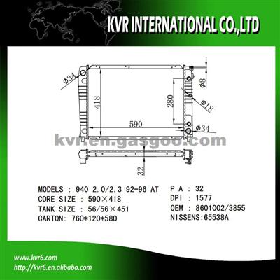 Radiator Assy For VOLVO 940 2.3i OEM 8601002 8603855