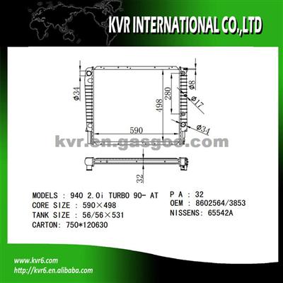 Assy Radiator For VOLVO 940 2.3 I TURBO OEM 3547146 8602564 8603853 8603906