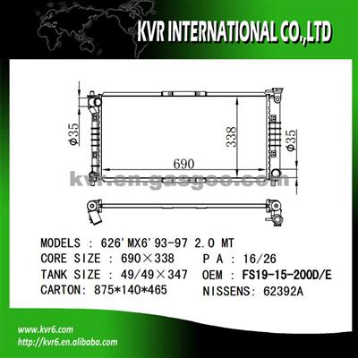 Auto Cool Radiator For MAZDA OEM FS19-15-200D/E/F