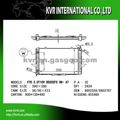 Brazing Radiator For VOLVO C70 2.5 I 20V OEM 8601451 8602558 8603767 8602559