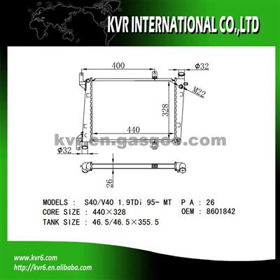 Aftermarket Radiator For VOLVO S40/V40 1.9 DI OEM 8601842