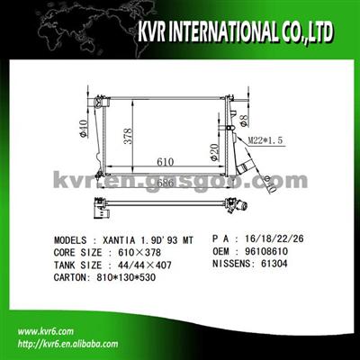 High Quality Auto Radiator For CITROEN XANTIA 1.9 D OEM 1330.18/1331.JA/96108610