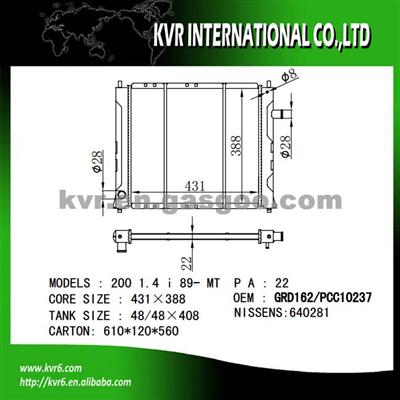 Assembly Radiator For ROVER 200/400 1.4 I OEM GRD162 PCC10237