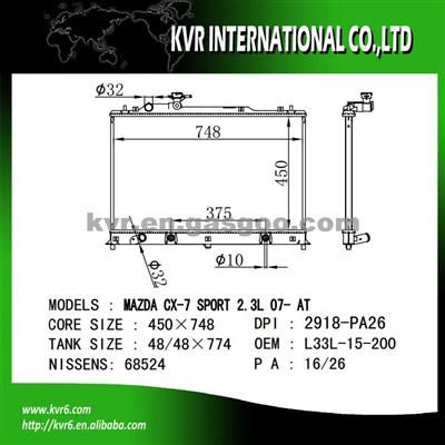 aluminum car radiator For MAZDA OEM L33L-15-200