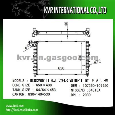 High Cooling Efficiency Car Radiator For LAND ROVER DISCOVERY Ⅱ OEM PCC000650 PCC000710