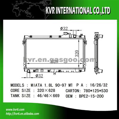 car aluminum radiator For MAZDA OEM BPE2-15-200