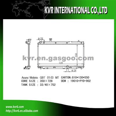 aluminum radiator For ACURA OEM 19010-PYD-902