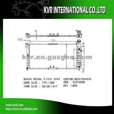 Competitive Price Radiator For BUICK CENTURY/REGAL 3.1/3.8 OEM 52472846