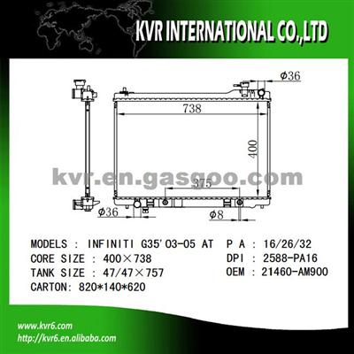 Car Cooling System Radiator For INFINITI OEM 21460-AM900
