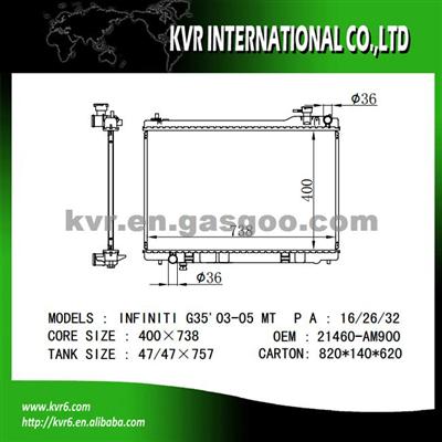 Brazing Radiator For INFINITI OEM 21410-AM900