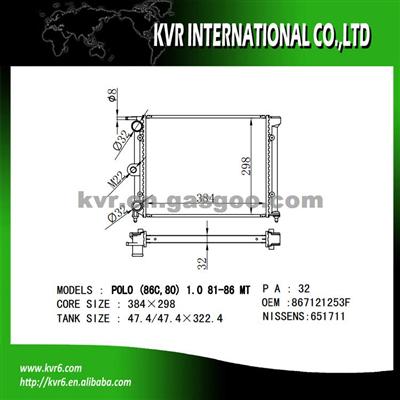 Auto Radiator For VOLKSWAGEN DERBY/POLO OEM 867121253F