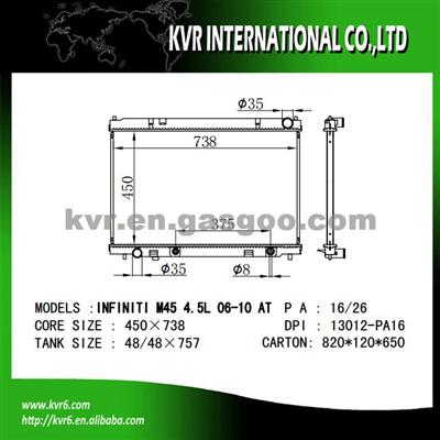 Car Cooling System Radiator For INFINITI OEM 21460-EH100