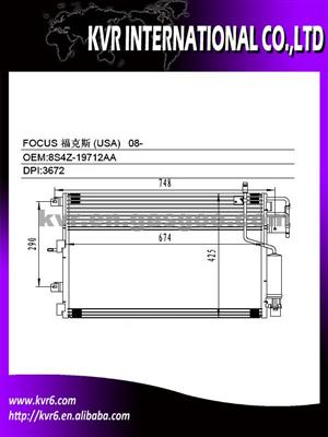 Condenser For FORD FOCUS (W/TOC) (USA) OEM 8S4Z-19712AA/AS4Z-19712A