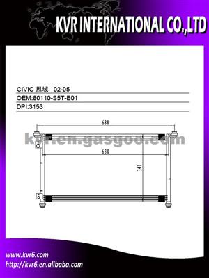 Car Air Conditioning System Condenser For HONDA OEM 80110-S5T-E01