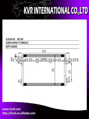 Automotive Air Condenser For JAGUAR XJ8/XJR/VANDEN PLAS OEM MNC7390AC