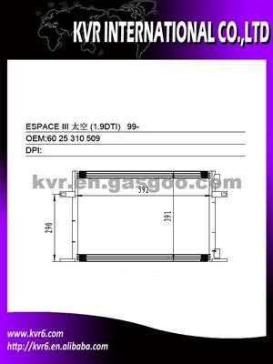 Aftermarket Condenser For RENAULT ESPACE III (1.9DTI) Oem 60 25 310 509