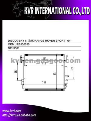 Car Aluminum Condenser For DISCOVERY III/RANGE ROVER SPORT/LR3/LR4 Oem JRB500030