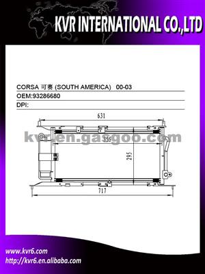 Car Ac Condenser For OPEL CORSA (SOUTH AMERICA) Oem 93286680