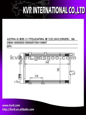 Oe Condenser For OPEL ASTRA G (1.7TD)/ZAFIRA (W/O DRIER) Oem 1850055