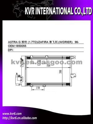 Aftermarket Condenser For OPEL ASTRA G (1.7TD)/ZAFIRA (W/DRIER) Oem 1850055