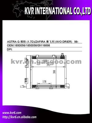 Oe Quality Condenser For OPEL ASTRA G (1.7D)/ZAFIRA (W/O DRIER) Oem 1850056