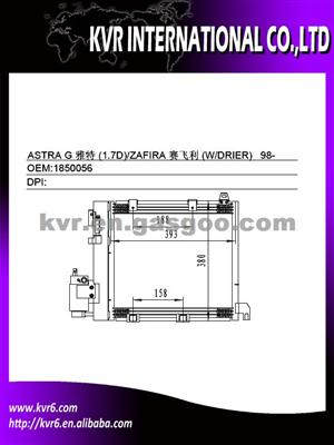 Parellel Flow Ac Condenser For OPEL ASTRA G (1.7D)/ZAFIRA (W/DRIER) Oem 1850056