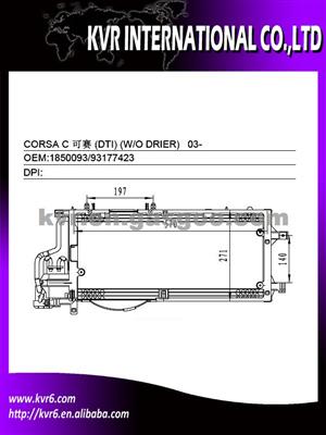 Parellel Flow Condenser For OPEL CORSA C/TIGRA B (CDTI) (W/O DRIER) Oem 1850093