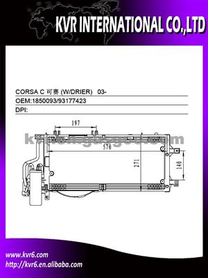 Parellel Flow A/C Condenser For OPEL CORSA C /TIGRA B (CDTI) (W/DRIER) Oem 1850093