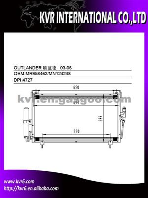 Auto Air Conditioning System Condenser For MISUBISHI OEM MR958462/MN124248