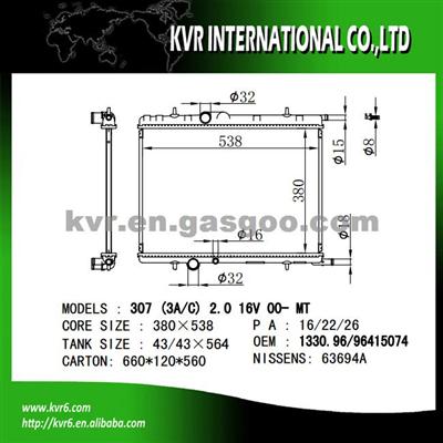 Radiator Manufacturer For PEUGEOT 307 OEM 133096/F7