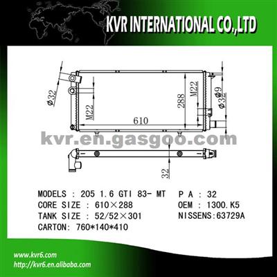 Aftermarket Radiator For PEUGEOT 205 OEM 1300K5