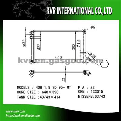 UNIVERSAL COOLING SYSTEM Radiator For PEUGEOT 406 OEM 133015