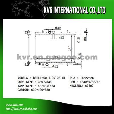 Auto Aluminum Radiator For PEUGEOT 206 OEM 133059