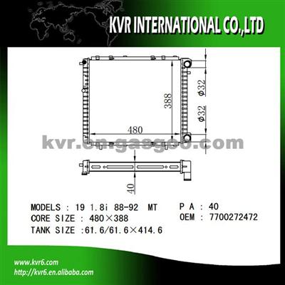 Brazed Auto Radaitor For RENAULT R19 OEM 7700272472