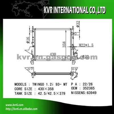 Racing Radiator For RENAULT TWINGO I OEM 7701036152