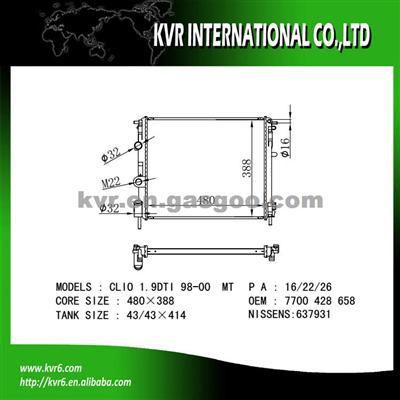 Assembly Radiator For RENAULT CLIO II OEM 7700428658