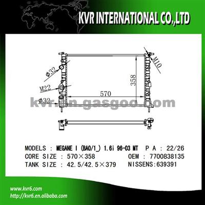 High Cooling Efficiency Car Radiator For RENAULT MEGANE I OEM 7700838135