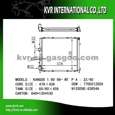 Made In China Radiator For RENAULT KANGOO OEM 7700304932