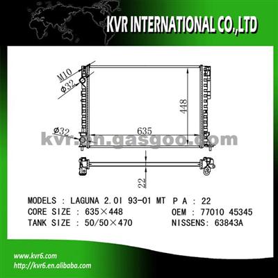 UNIVERSAL COOLING SYSTEM Radiator For RENAULT LAGUNA I OEM 7701045345