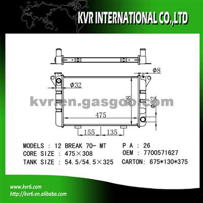 Auto Radiator For RENAULT 12 Break OEM 7700571627