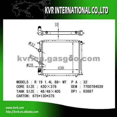 Passenger Car Radiator For RENAULT R19 II OEM 7700784039