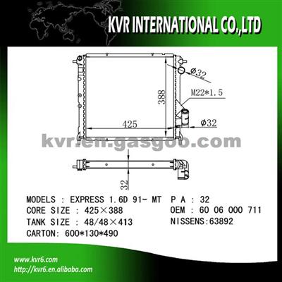 Aluminum Radiator For RENAULT EXPRESS OEM 6006000711